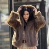 Damen Umweltfreundlicher Kapuzenmantel aus Kunstpelz - Kurzes, Figurschmeichelndes Oberteil für Winter 2025, Europäischer & Amerikanischer Stil