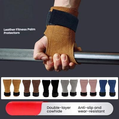 Fitness Handflächenschoner Rindsleder Rutschfest Verschleißfest Handgelenkschutz Deadlift Griffband Schutzausrüstung für Erwachsene