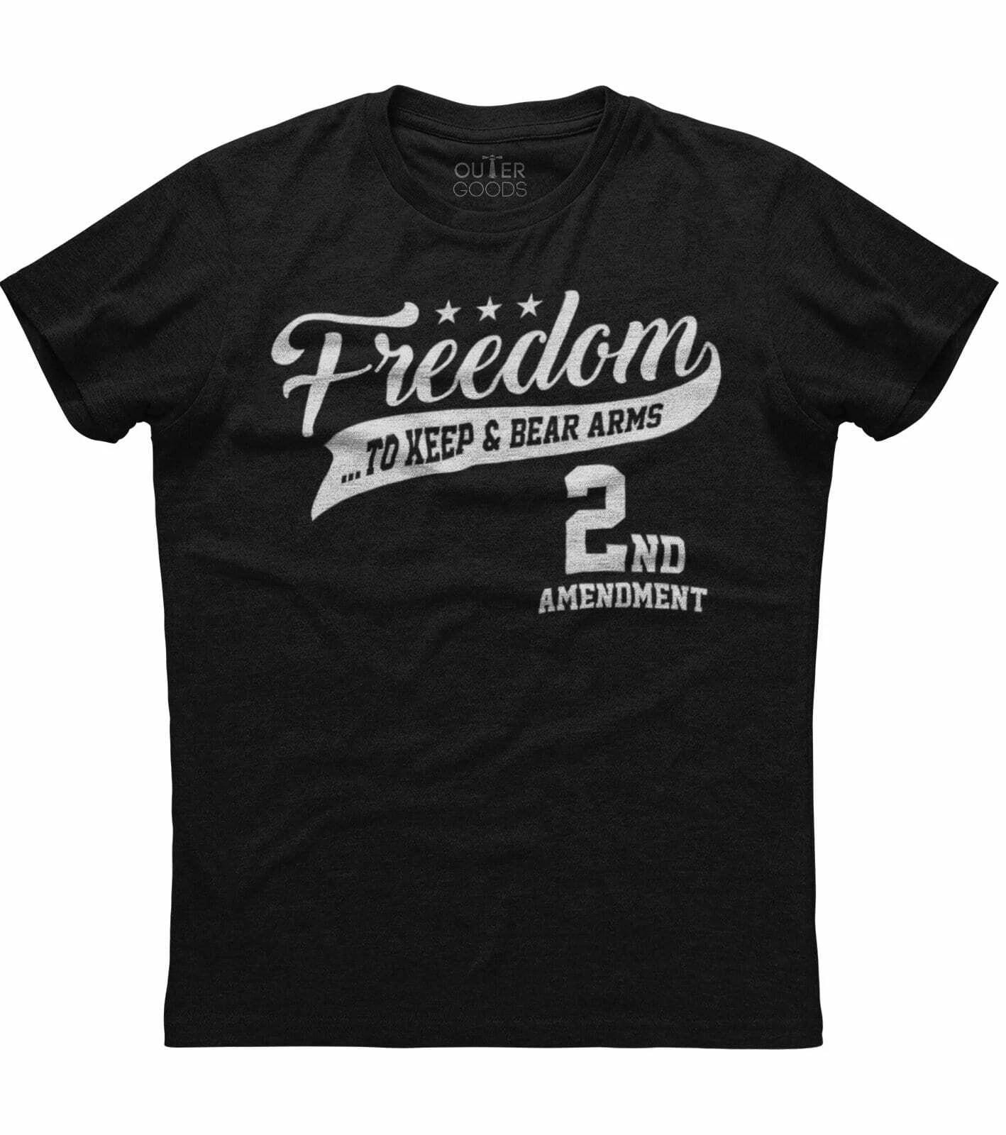 Freedom To Keep & Bear Arms 2nd Amendment, Men s New Patriotic Black T-shirt 2XL