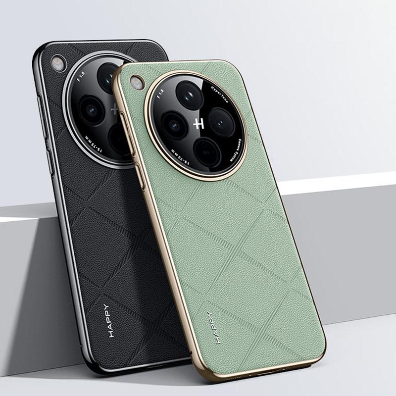 Fashion Leather Electroplated Hard PC Cover Case For OPPO Find X8 Pro X7 Ultra