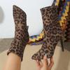 Leopard Print Sexy High-heeled Fashion Boots Women's 2025 Winter New Thin Heel Slimming Large Size Pointed Toe Booties