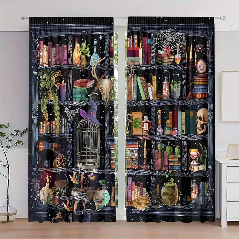 2 Pcs Magic Birdcage print curtains,suitable for bedroom,living room kitchen decoration,home decoration,window decoration