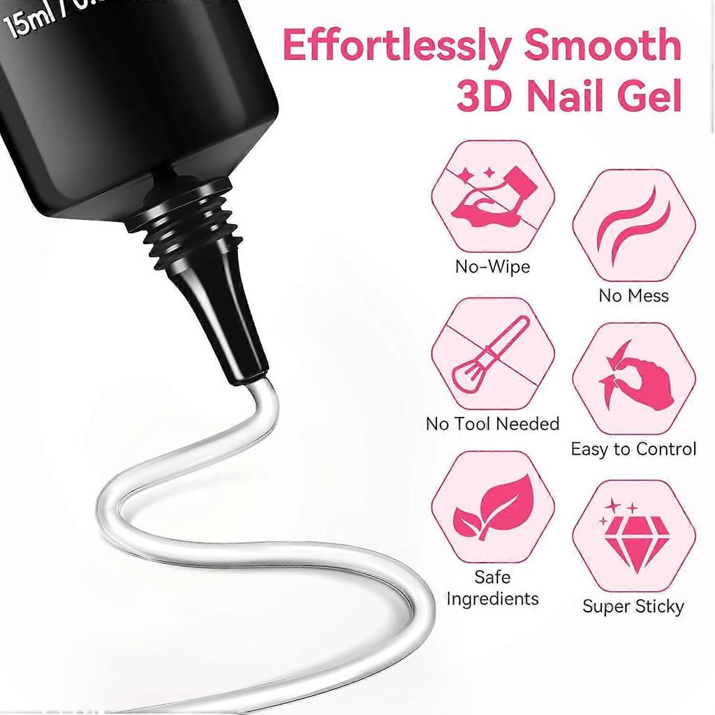 Makartt 3D Gel Nail Art & Chrome Nail Powder Kit: 15g Sculpting Gel for Nail Art No wipe 3D Molding and Metallic Chrome Powder Set for Decoration Ma