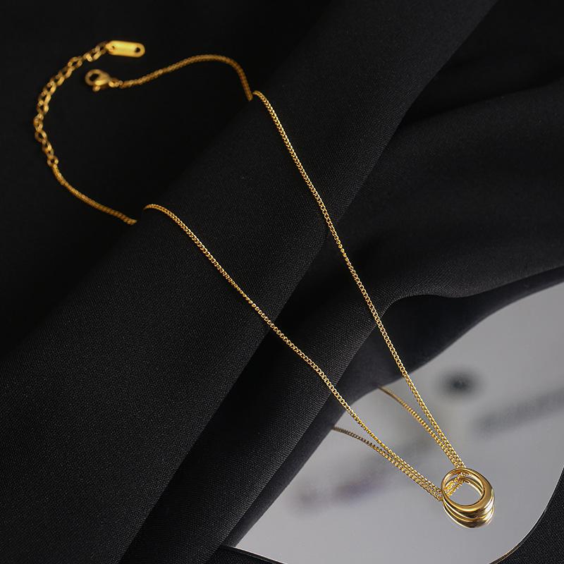 316L Edelstahl Ring Halskette Neue Damen Nicht Verblassen Einfache Anhänger Schlüsselbein Kette Frauen