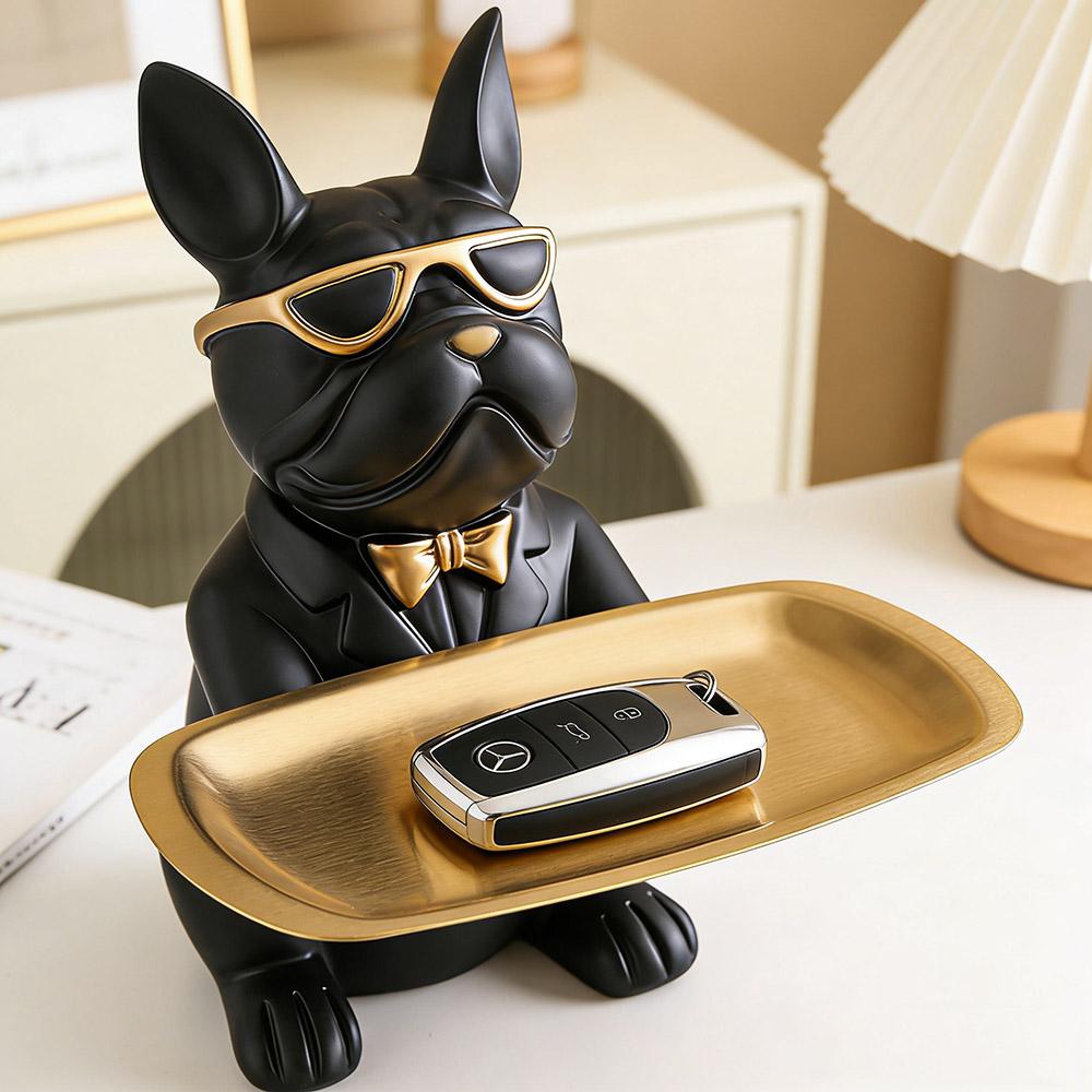 Creative Bulldog Tray Animal Statue Creative Ornament Living Room Bedroom Miscellaneous Storage Home Decoration Gift