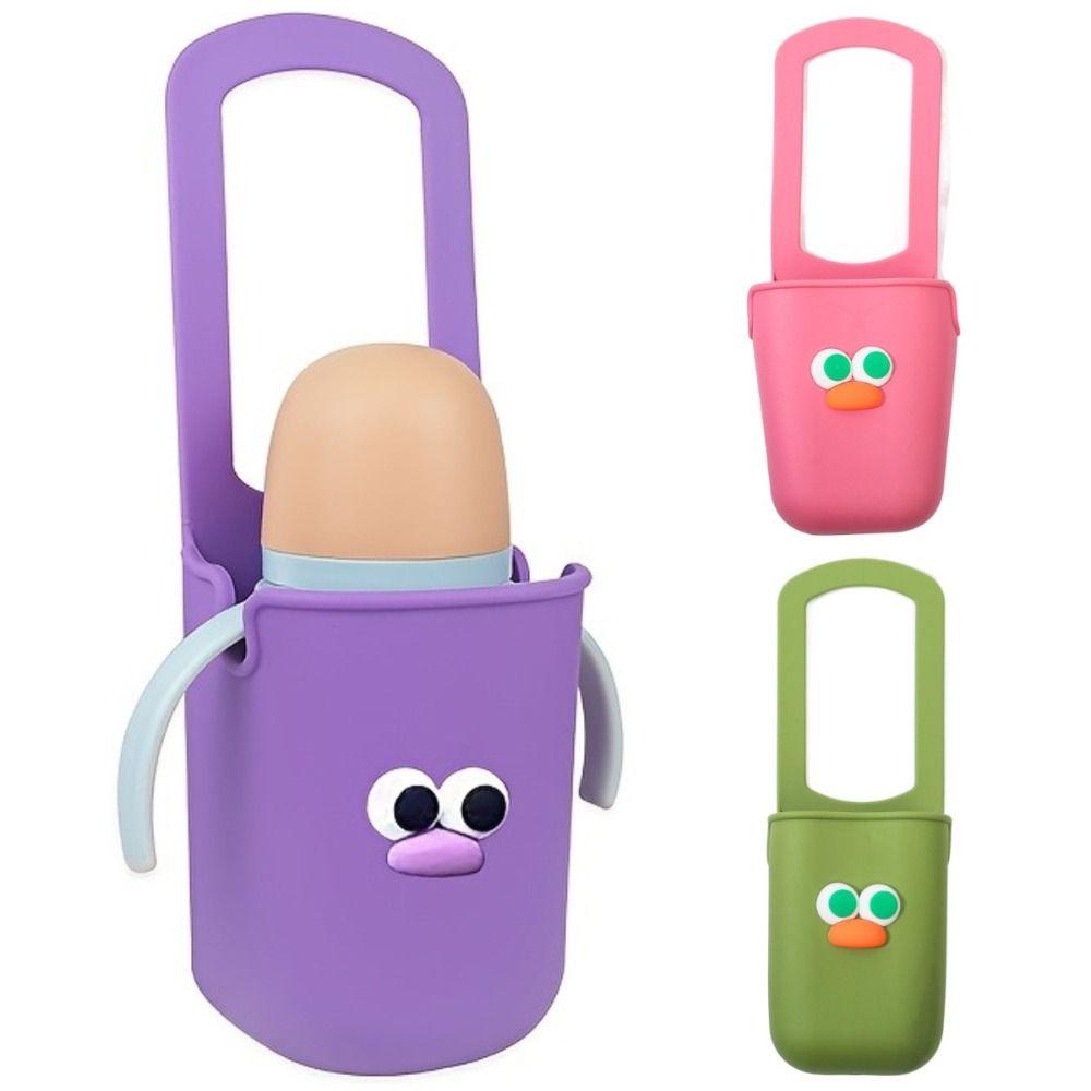 

Cute Silicone Cup Holders Cartoon Face Kitchen Storage Bag Water Bottle Pouches Wheelchairs зелений