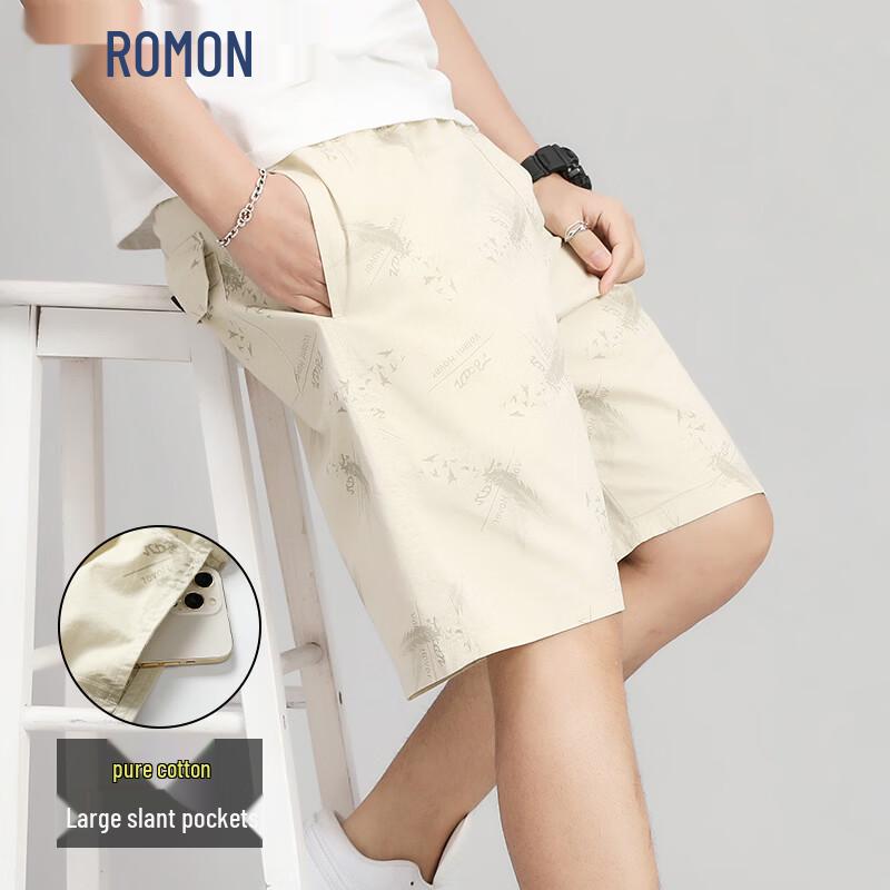 ROMON Men s 100% Cotton Summer Cargo Beach Shorts L