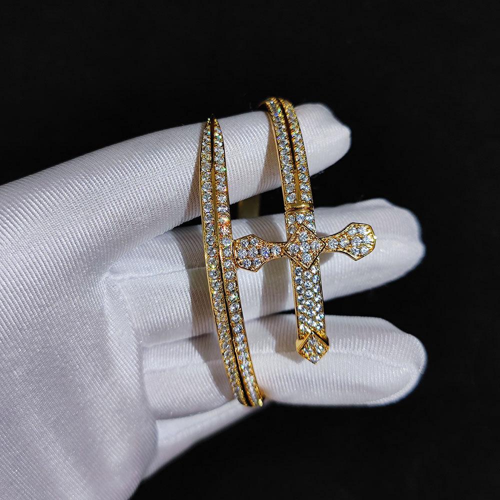 Hip Hop Justice Sword Cross Bracelet Trendy Brand Personalized Men's Zircon Bracelet High End Decoration