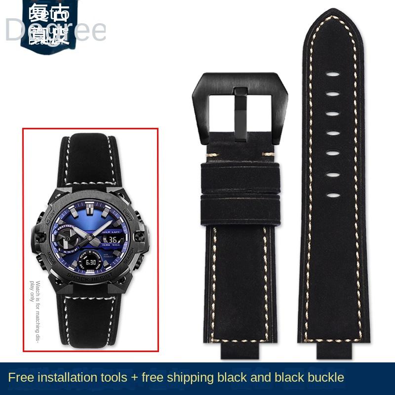for CASIO G-Shock GST-B400/ GST-B200 Wrist strap leather watch belt cowhide watchband accessories 24*14mm Convex 24*16 Convex