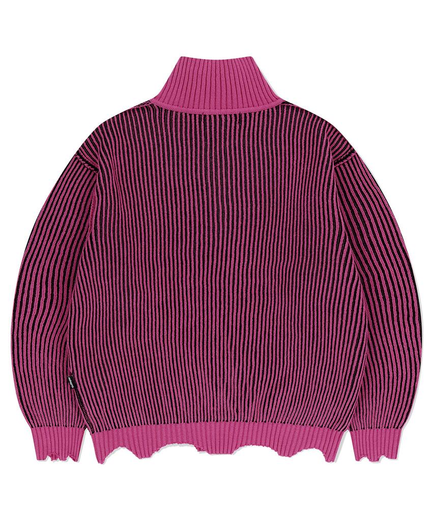 MAHAGRID Cutting Contrast Half Zip-Up Knit Pink(Mg2Efmk641A)