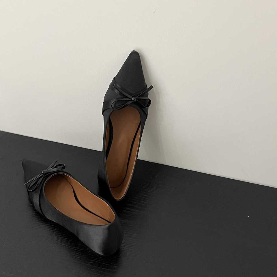 Xianfeng pointed single shoes temperament with skirt bow with skirt thin versatile ladyshoes tide