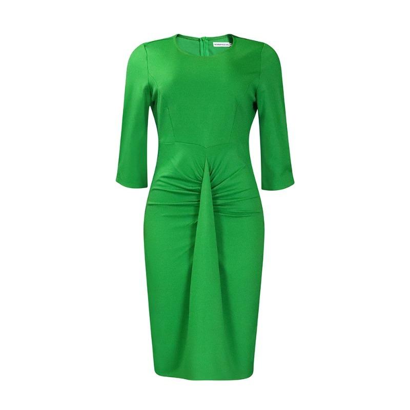 Women Elegant Office Commuting Half Sleeve High Waist Bodycon Large Size Midi Dress