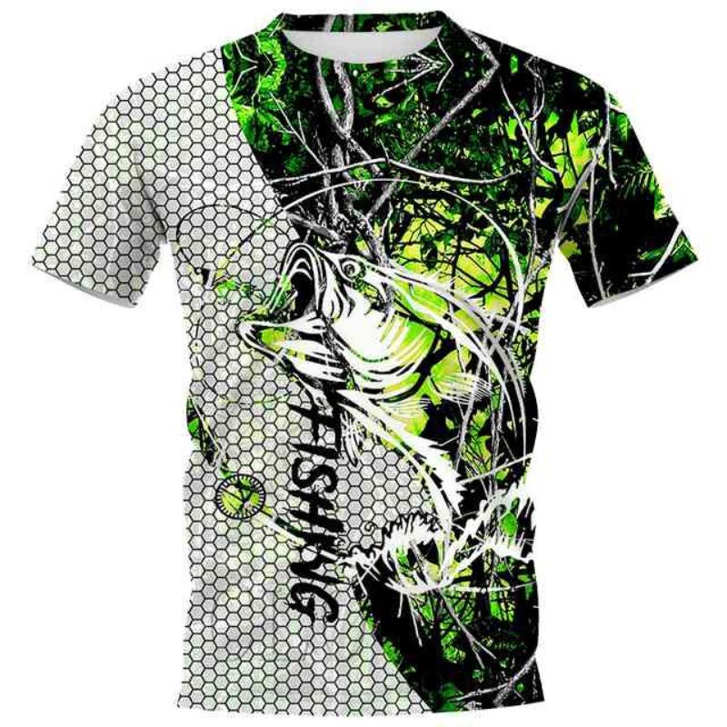 Men's 3D Printed Street Fashion T-Shirt Fishing Short Sleeve O-Neck Pullover Casual Top
