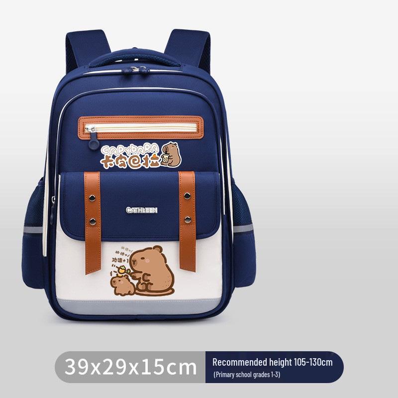 Capybara Oxford Spine-Support Backpack for Grades 1-6: Boys & Girls School Bag
