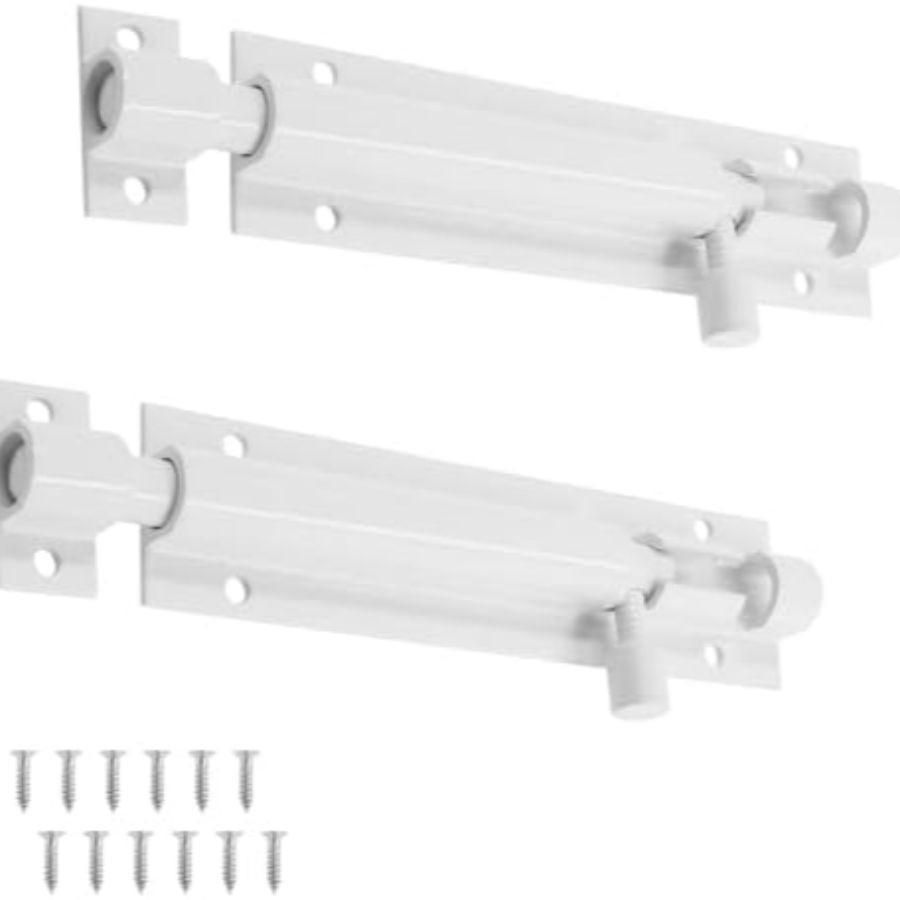 2 PCS 4 Inch Barrel Bolt Latch White Door Latch Hardware, Small Slide Latch L