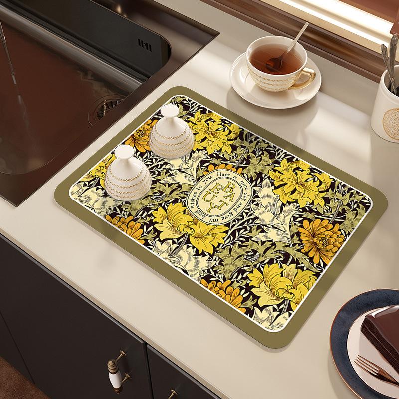 50*80CM Schlamm Absorbierend Schnell Trocknend Hitzebeständig Rutschfest Geschirrabtropfmatte Tischset Kaffeematte