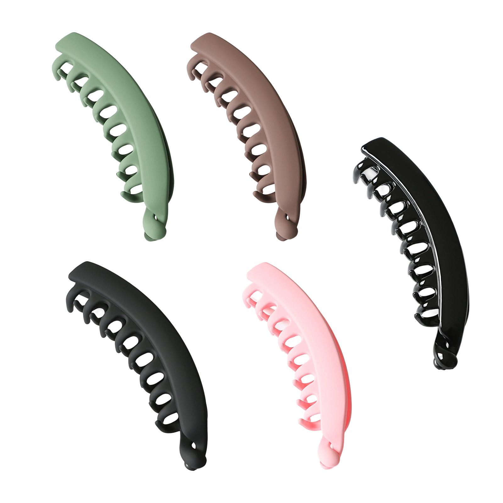 

5Pcs Animal Print Plastic Banana Clip Secure Hold For Fine Thick Hair Classic Hairpin For Women Girls Daily Styling 4