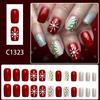 Festive Red Glitters White Snowflake Artificial Nail 24PCS Press On Nail For Christmas Event And Gatherings Decors