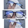 3Pcs/set Square Computer Glasses Plastic Frame Women Men Anti Blue Light Rectangle Eyewear Blocking Optical Spectacle Eyeglasses