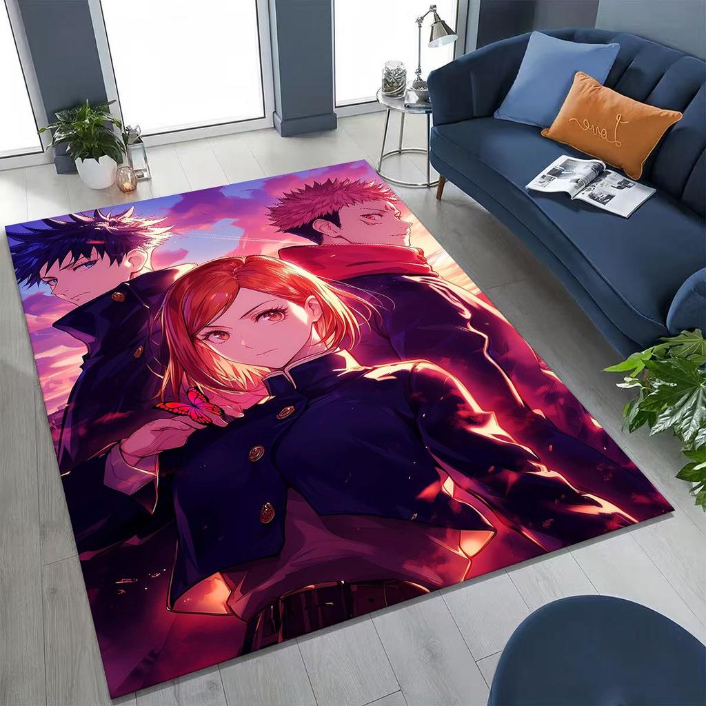 Anime Jujutsu Kaisen Yuji Satoru Kreskówkowy Dywanik do Sypialni Salonu Sofy Dekoracja Domu Wycieraczka, Duża Mata Podłogowa Antypoślizgowa do Zabawy dla Dzieci