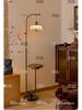High-End Walnut Teardrop Floor Lamp with Side Table and Storage Rack