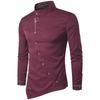 Camicia da uomo taglia europea con bottoni obliqui e colletto primaverile irregolare - Taglia grande, buona qualità