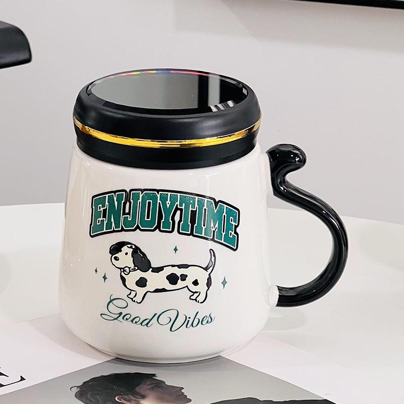 Cute Cartoon Animal with Lid with Lid with Lid with High Temperature Resistance and High Appearance Ceramic Cup Souvenir Gift Mug