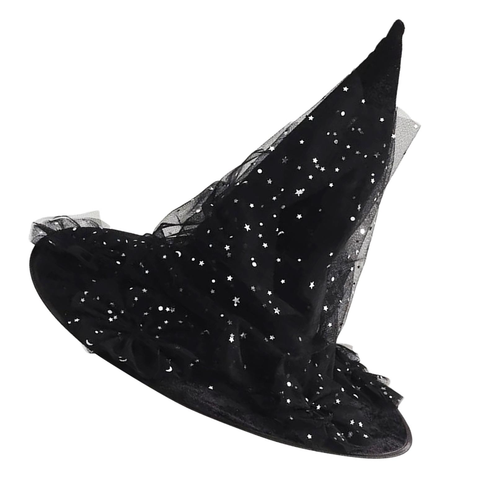 

Star Tulle Witch Hat Halloween Costume Accessory for Halloween Party Lace Sheer Headwear for Masquerade