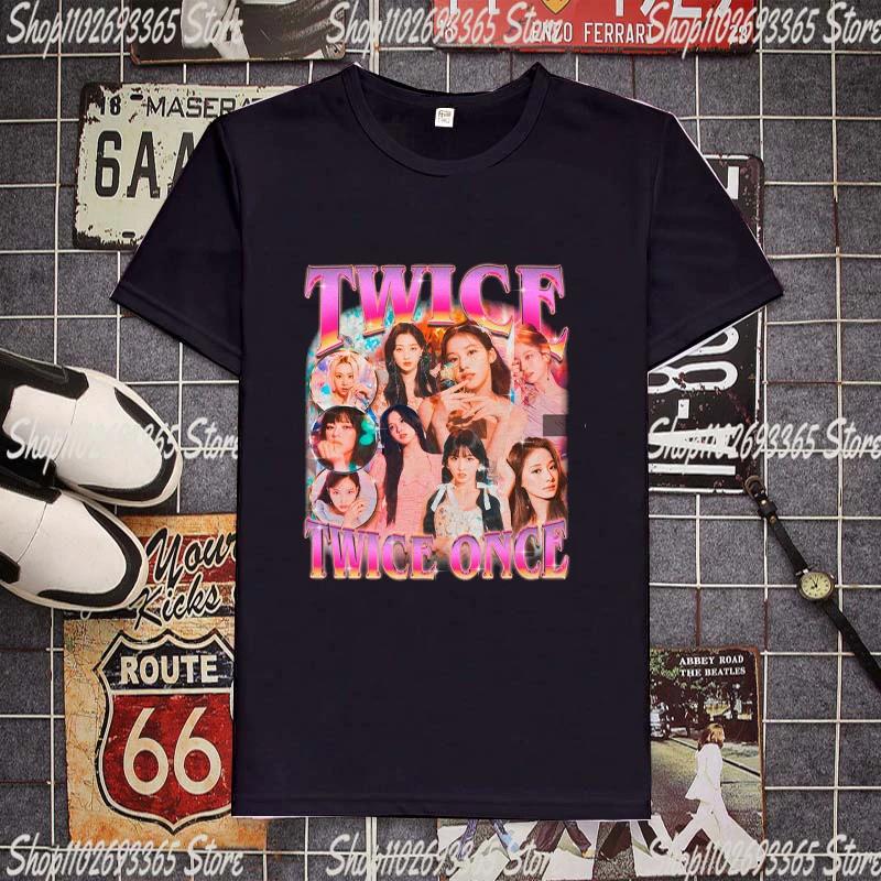 Kpop Twice Lovely T-shirt Short Sleeve Ready To Be Album Photo Printing Tshirt for Women TZUYU SANA MINA JIHYO NAYEON MOMO DAHYU
