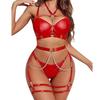 Fun Underwear Fashion Classic Women's Clothing with Steel Rings Gathered Around the Neck Bright Bra Multi-piece Set Home Sexy