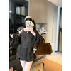 Kumikumi Stylish Leopard Print Lace-up off-Shoulder Long Sleeves Pullover Sweater Female Autumn New Arrival Chic Anti-Aging Top