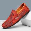 Men's Plus Size Rose Bean Soft Leather Casual Shoes - Red Pointed Toe Summer Trend