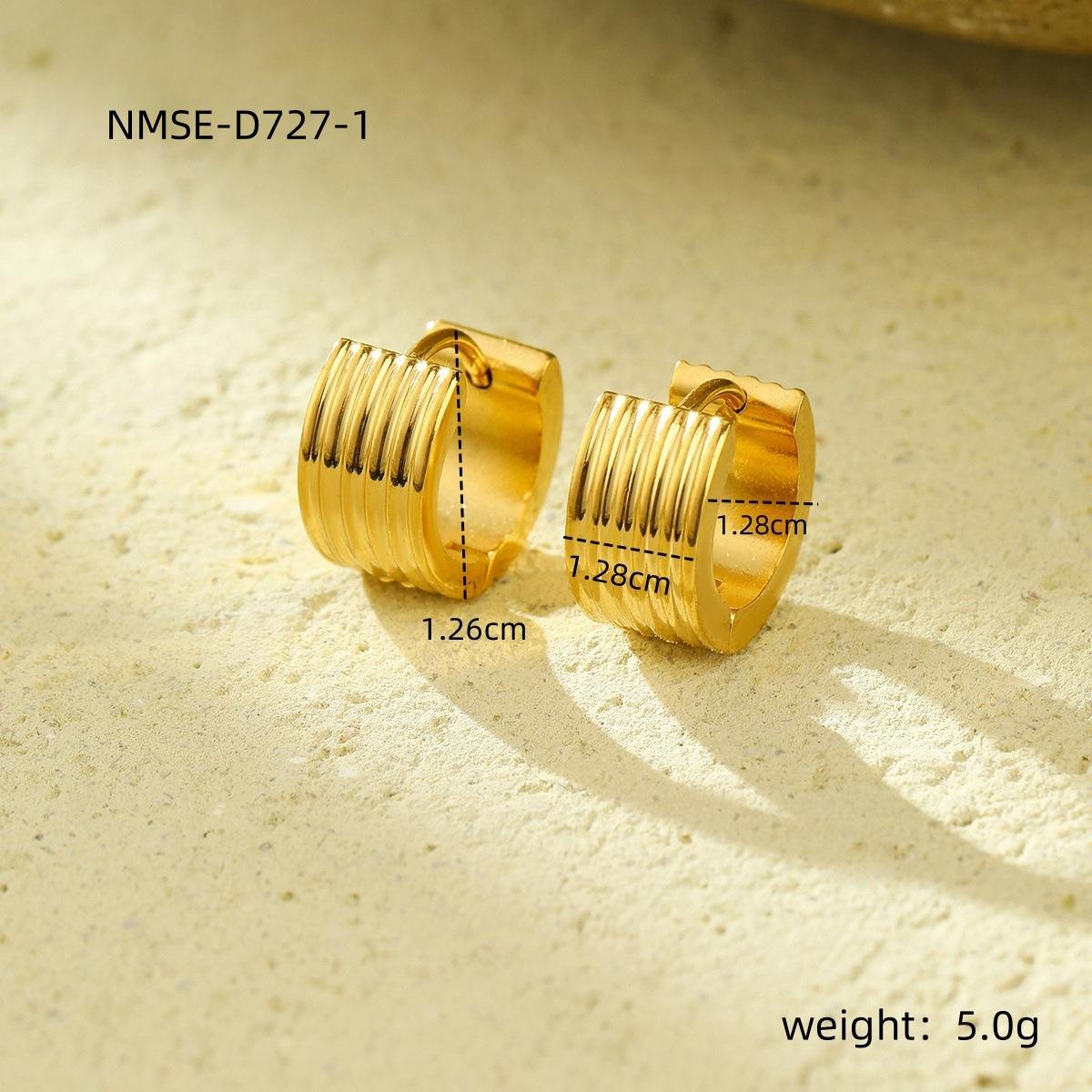 GEMCHIC Women s 18K Gold Plated Titanium Steel Earrings Wide Thread Stainless Steel Ear Studs Fashion Trendy U-Shape Jewelry