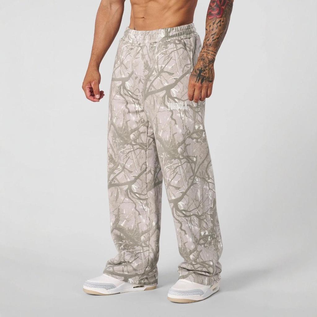Men's Camouflage Wide-Leg Athletic Pants: Trendy Printed, Loose-Fit Casual and Running Style
