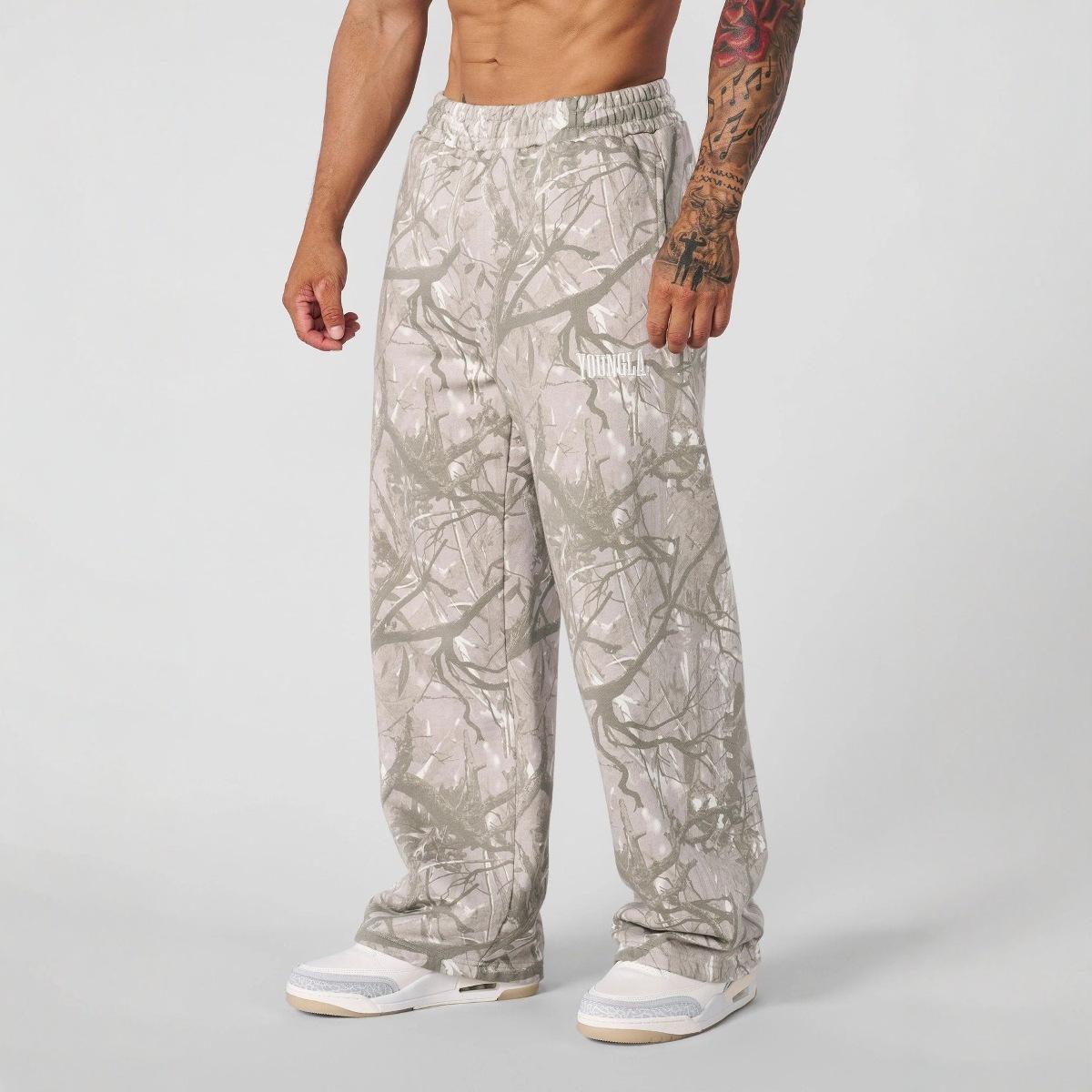 UrbanEdge YOUNGLA Heren Camouflage Wijde Pijpen Casual Broek: Digitale print, trendy en losvallend. Large