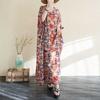 Summer Color Travel V-neck Retro Long Skirt Cotton Linen Dress