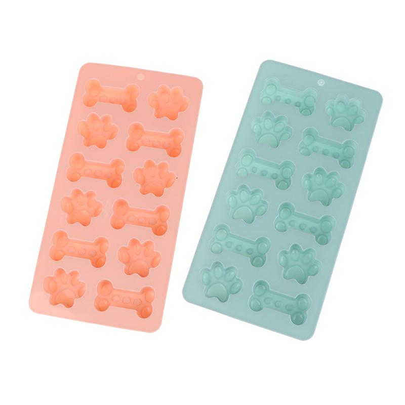 Silicone Puppy Dog Paw Bone Molds Elegant Chocolate Cookie Mold For Baking Non-Stick Dog Treat Molds Suitable For Microwave Oven