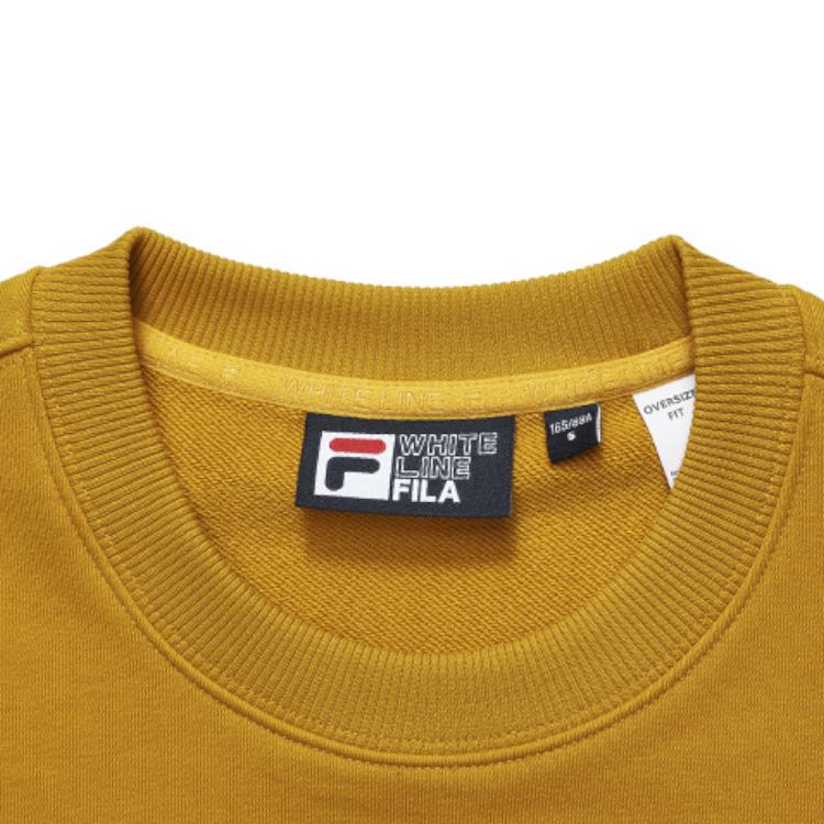 FILA Solid Color Letter Logo Embroidered Fashion Simple Round Neck Long Sleeve Sweatshirt Unisex sweatshirt Sunflower-Yellow F11U248201F-MT