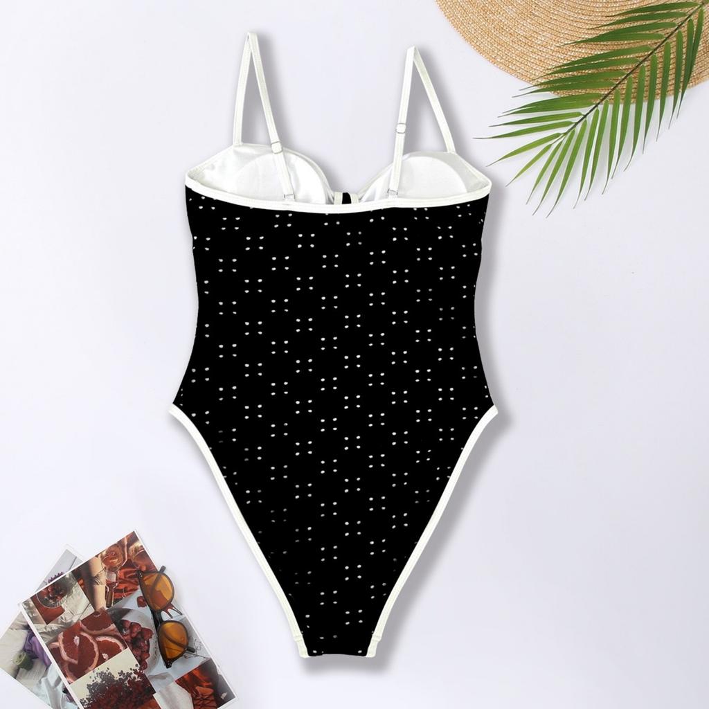 Modischer Damen-Badeanzug, Farbe, Ausgeschnittenes Design, Bauchbedeckend, Schlankmachender Bikini, Europäische Und Amerikanische Bademode.