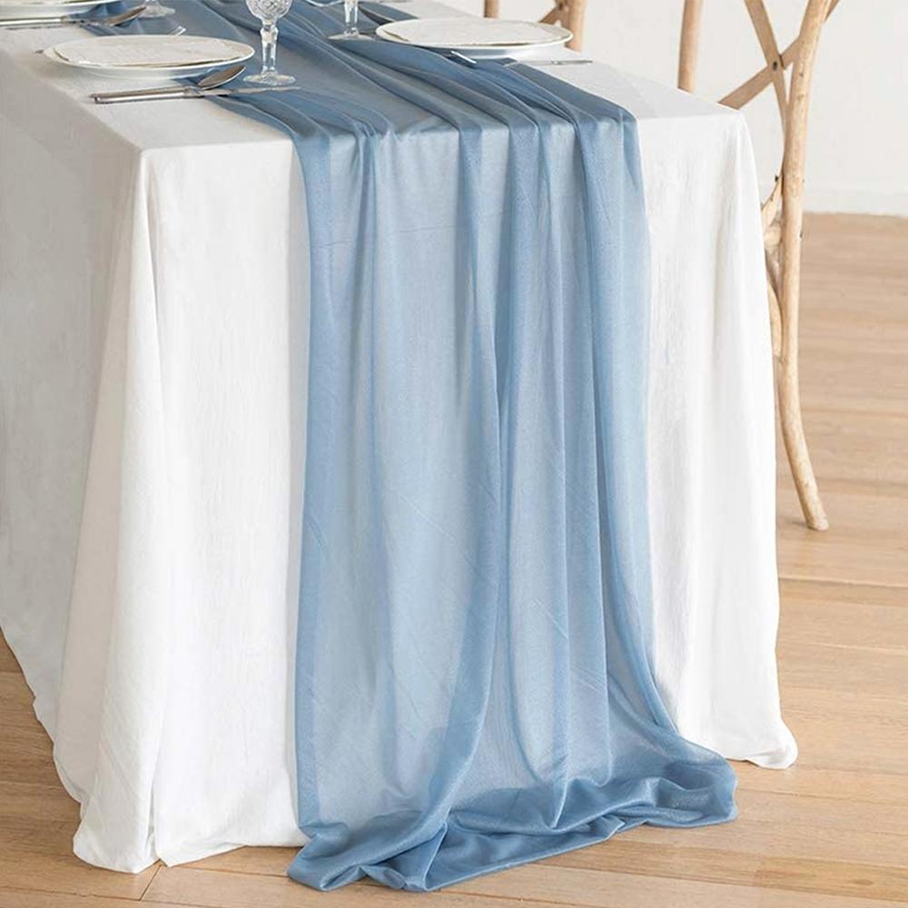 Gauze Chiffon Table Runner 300*70cm Tablecloth Wedding Birthday Party Bridal Shower Table Decoration