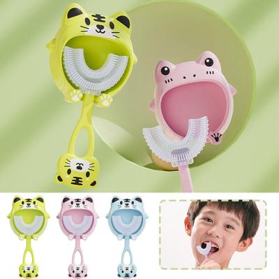 Children's Toothbrush Cartoon  Pattern Manual Silicone Children's U-Shaped Toothbrush Oral Cleaning To  Teeth