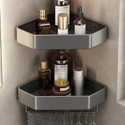 Wall Mounted Storage Shelving Rustproof Adhesive/Punched Shower Organiser For Living Room