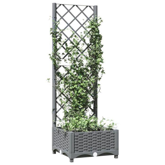 VidaXL Planter with Trellis Light Grey 40x40x121.5 Cm PP 153269