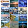 Mountain and River Scenery DIY Painting By Numbers Landscape Modern Wall Art Picture Hand Painted Oil Painting For Decaration 40x50cm