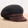 Retro Hong Kong style simple polka dot octagonal hat children autumn and winter fashion versatile painter hat belt buckle color matching cap