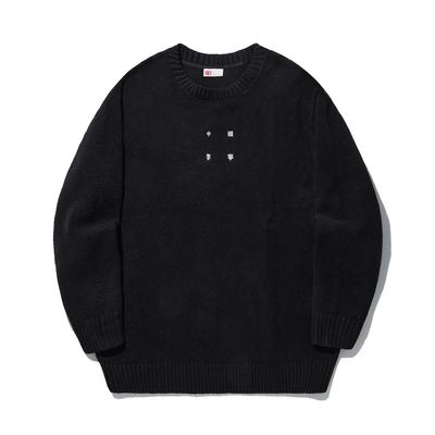 Li Ning Vital Series Loose Comfortable Casual Pullover Knit Sweater Unisex Sweater Black AMBU065-2