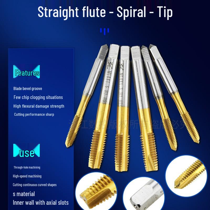 HSS6542 White Straight Flute Machine Tap, Fine/Coarse/Standard Thread, M3-M25