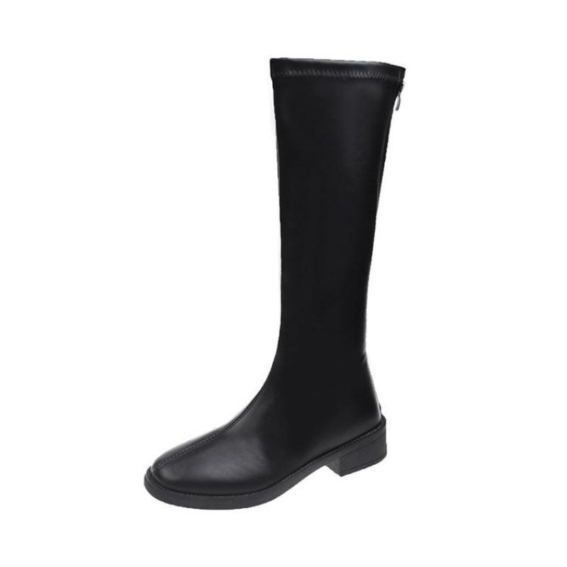 High Boots Women's Autumn New Thick Heel Square Head Large Size 42 Knight Boots Elastic Thin Boots