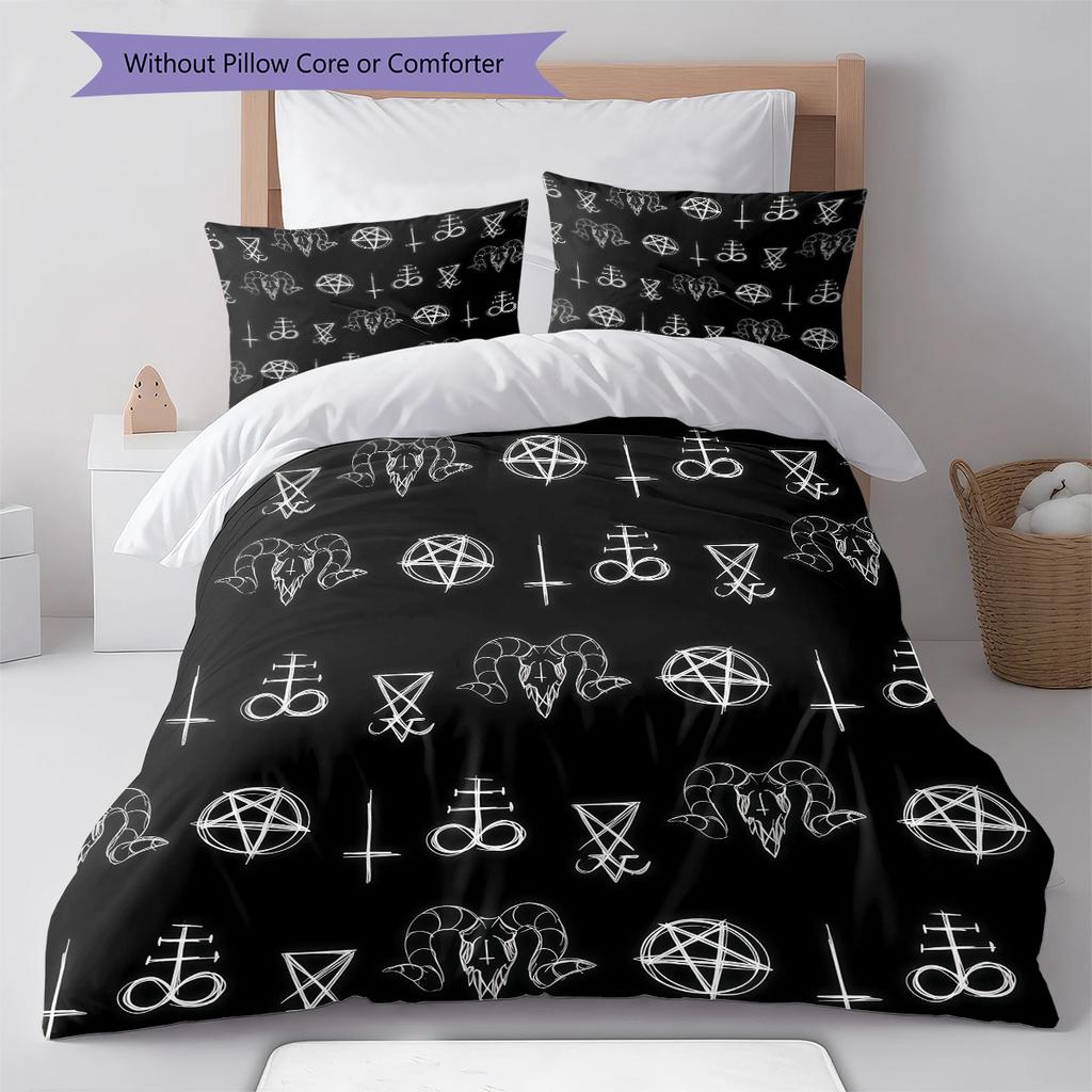 Satan Symbol Mönster Sängkläder, Täcke Set Täckeöverdrag Örngott Hemma Födelsedagspresent (1 * påslakan + 2 * örngott, utan kärna)
