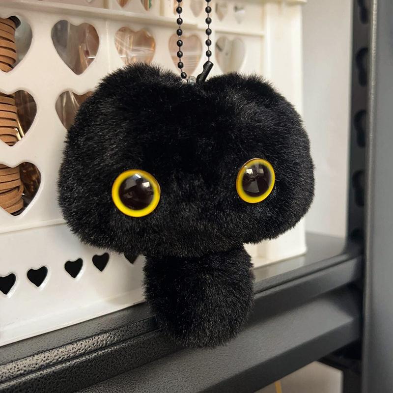 Niedlicher quietschender Plüsch-Kohleball-Katzen-Schlüsselanhänger-Anhänger-Rucksack-Charme